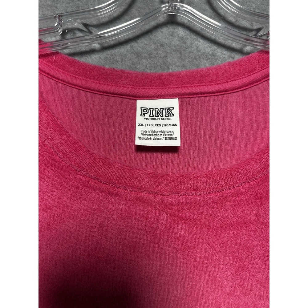 PINK Victoria's Secret Terry Cloth Dress‎ Ruched Sides Bright Pink Size XXL - Picture 3 of 8